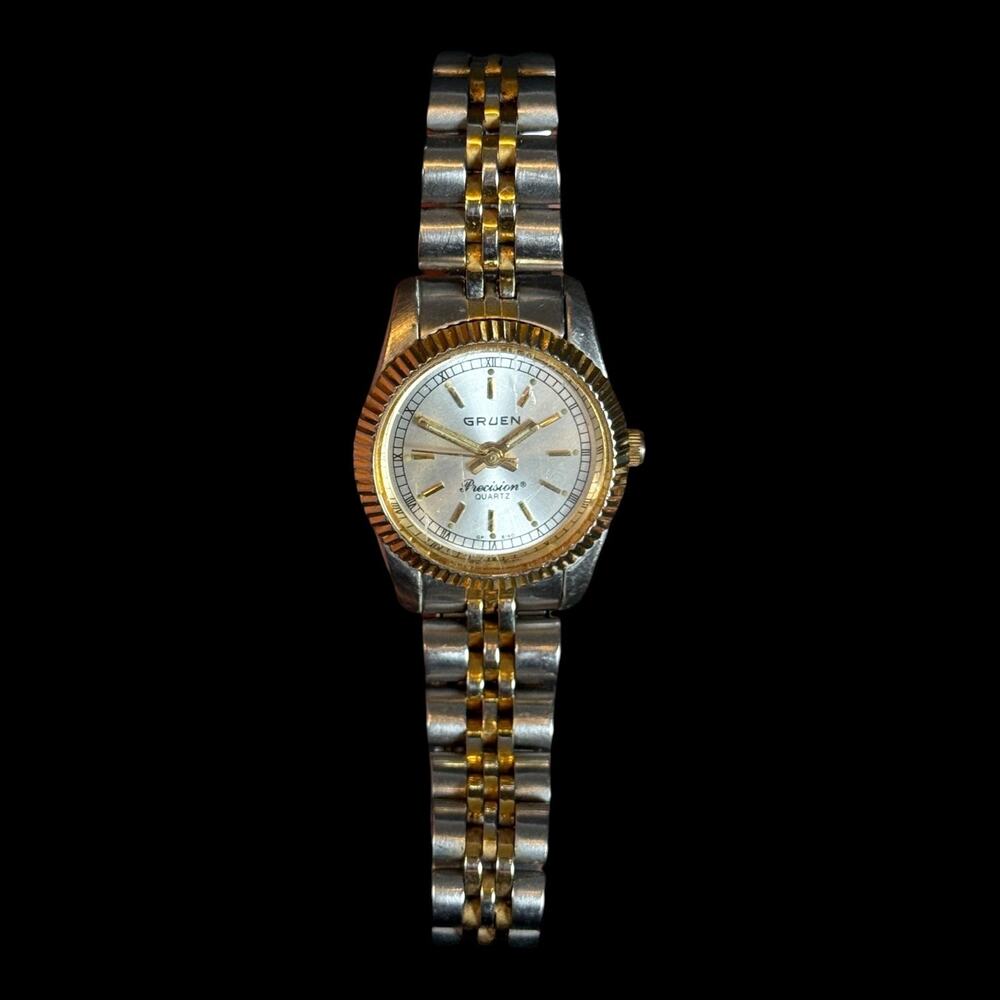 Vintage Women's Gruen Precision Quartz Watch Silver/Gold Tone